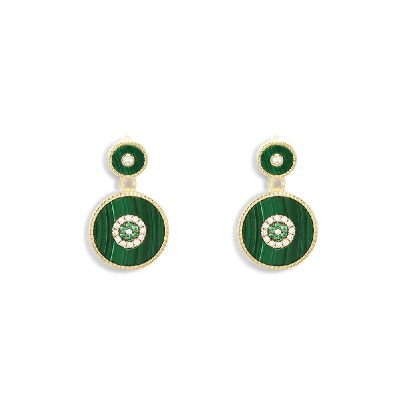 Hoop earrings with stacked layers for a bold and textured design-Malachite Ear Jackets