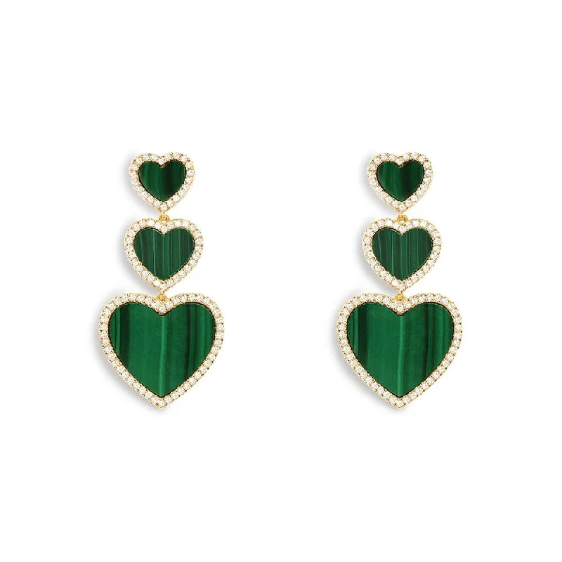 Best hoop earrings with stacked layers for a dimensional and bold look-Malachite Heart Earrings