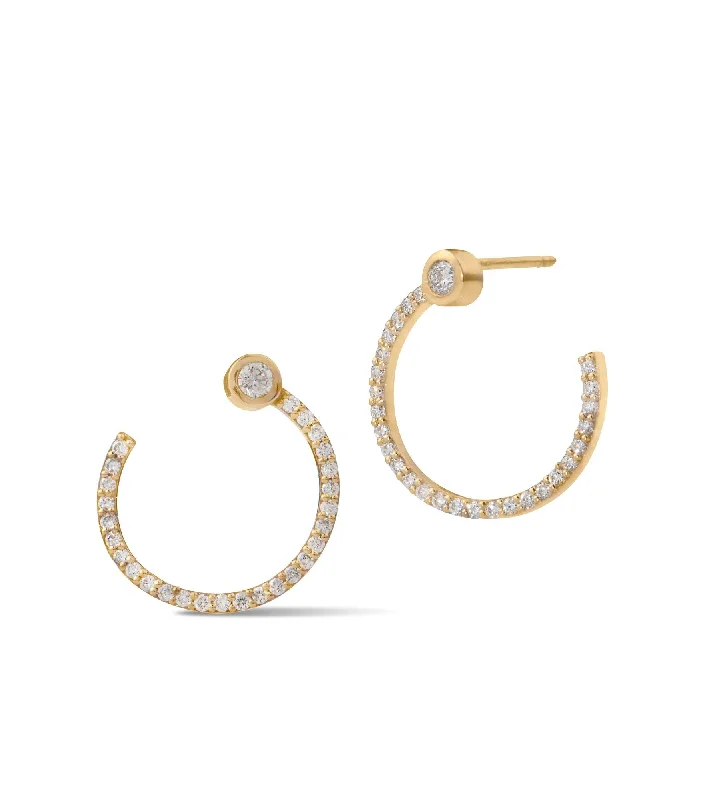 Hoop earrings with stacked layers for a bold and textured design-Eternal 18K Gold Hoops w. Diamonds