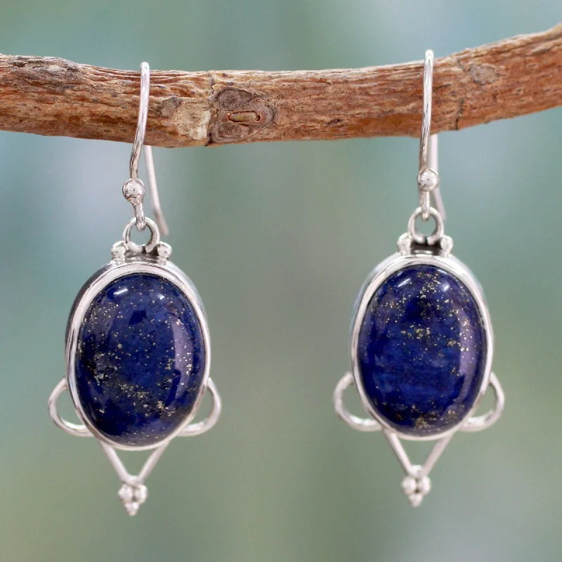 Best hoop earrings with gemstone accents for a colorful and elegant appearance-Midnight Constellations Lapis lazuli dangle earrings