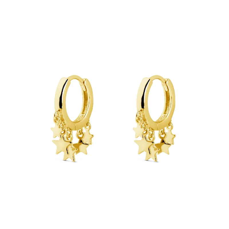 Best hoop earrings with baroque pearls for a luxurious and elegant vibe-Mini Stars Gold Hoop Earrings