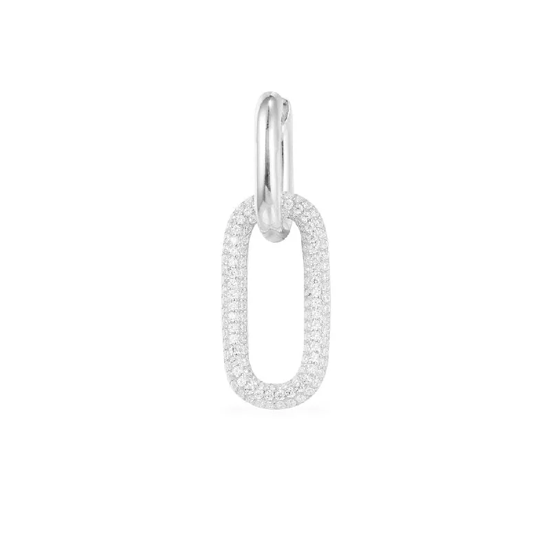 Best hoop earrings with stacked layers for a dimensional and bold look-Single Chain Link Earring - Silver