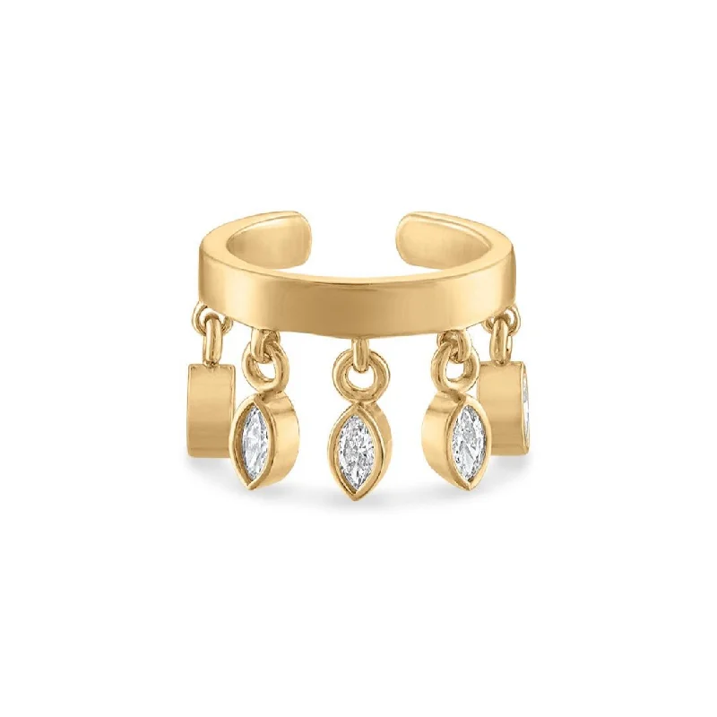 Best hoop earrings with rose gold for a romantic and warm aesthetic-Multi-Drip Marquise Ear Cuff