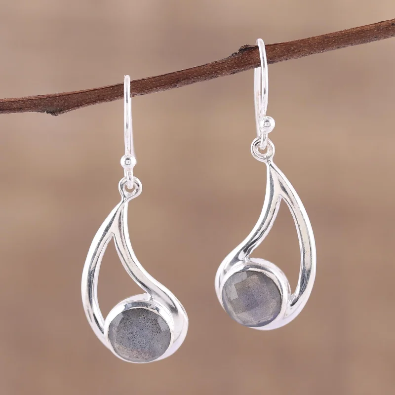 Large hoop earrings for a bold and statement-making fashion accessory-Nebulous Charm Faceted Labradorite and Silver Dangle Earrings