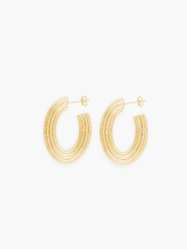 Best hoop earrings with detachable studs for a versatile and adjustable accessory-Drop Grooved Hoops