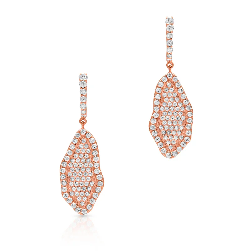 Hoop earrings with satin finishes for a smooth and elegant appearance-14KT Rose Gold Diamond Organic Shape Earrings