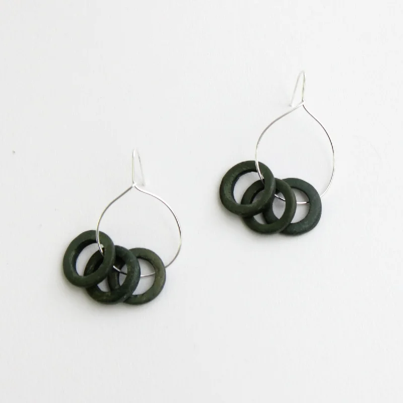 Indian Drop Earrings with Intricacy -Olive Circle Dangle Earrings