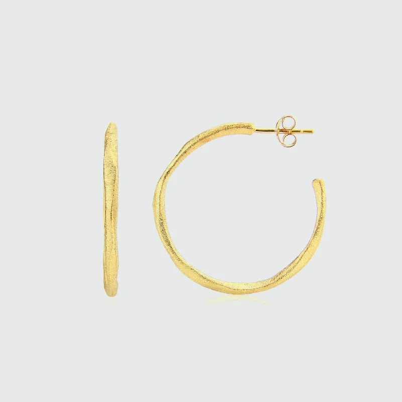 Drop Earrings for Christmas Party -Olivera Medium Gold Vermeil Hoop Earrings