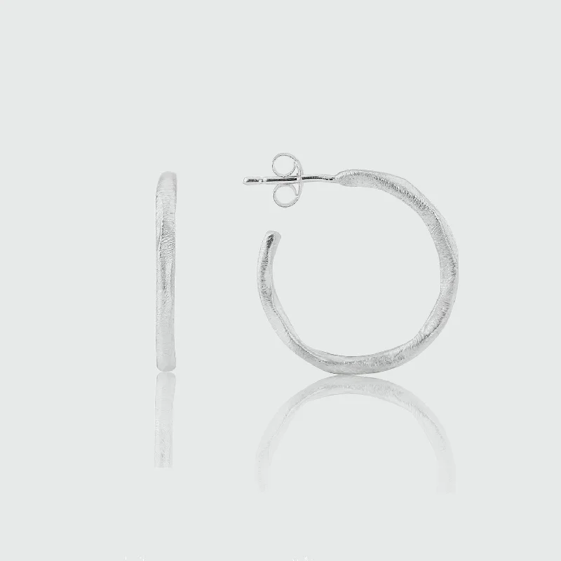 Drop Earrings for Wedding Ceremony -Olivera Piccolo Silver Hoop Earrings