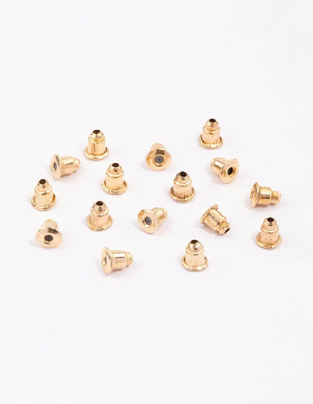 Hoop earrings with satin finishes for a smooth and elegant appearance-Gold Earring Backs 16-Pack