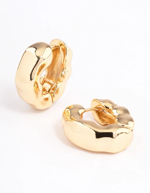 Hoop earrings with abstract shapes for an artistic and creative touch-Gold Plated Chubby Warped Hoop Earrings