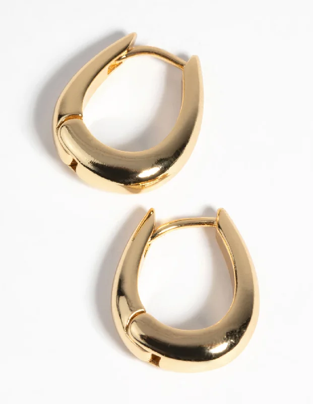 Best hoop earrings with geometric hexagon shapes for a modern, angular look-Gold Plated Small Huggie Hoop Earrings