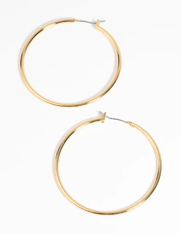 Best hoop earrings with rose gold for a romantic and warm aesthetic-Gold Plated Large Hoop Earrings