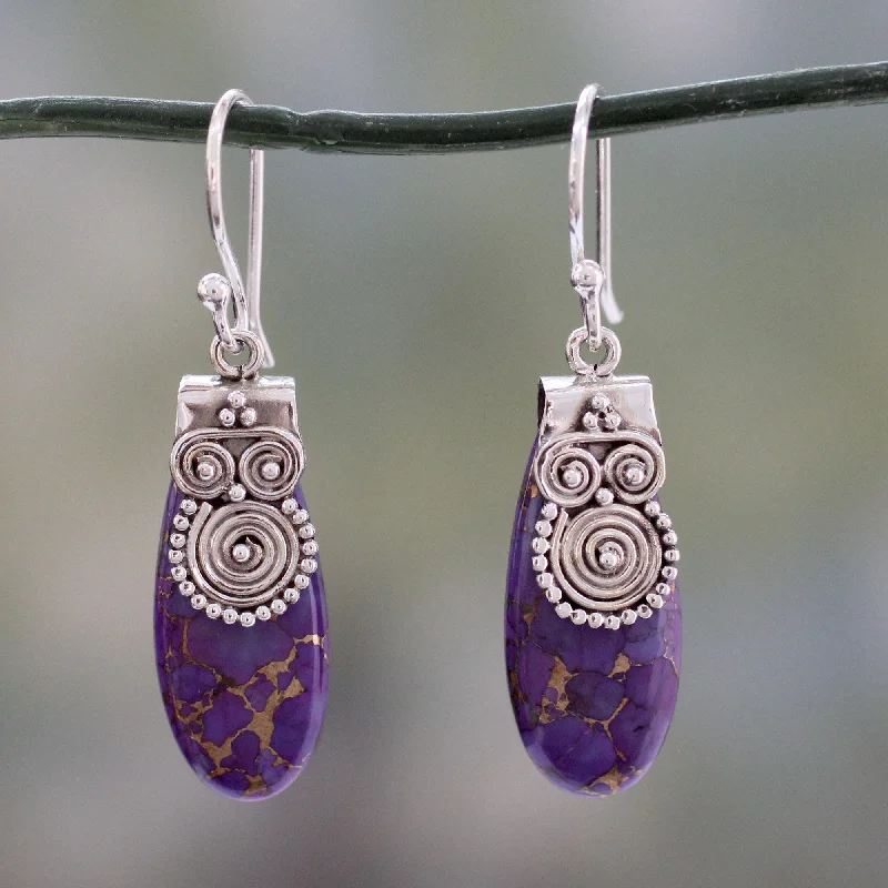 Best hoop earrings with twisted rope designs for a nautical-inspired style-'Purple Enigma Fair Trade Purple Turquoise and Sterling Silver Earrings