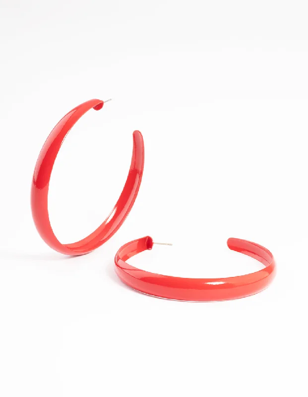 Hoop earrings with abstract shapes for an artistic and creative touch-Red Rubber Coated 60mm Hoop Earrings