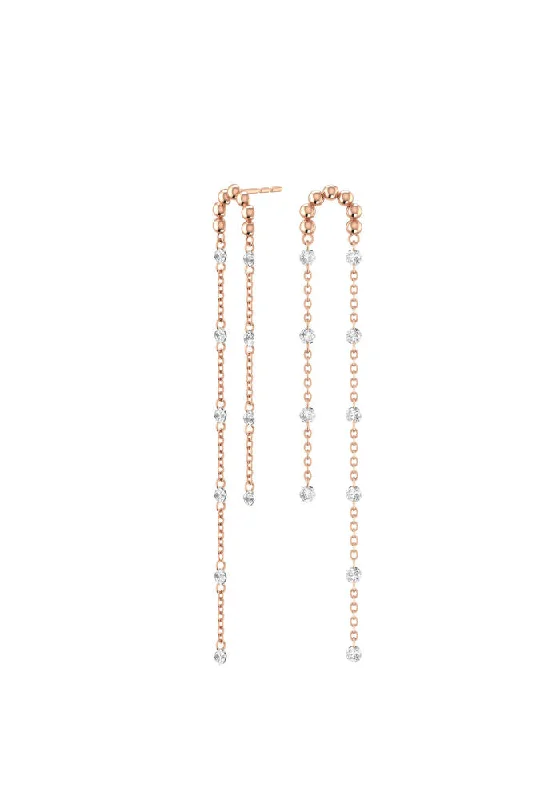 Large hoop earrings for a bold and statement-making fashion accessory-Double Cascade Nude 18K Rosegold Earrings w. Lab-Grown Diamonds