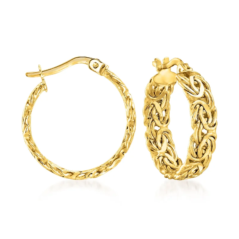 Hoop earrings with enamel stripes for a colorful and eye-catching design-Ross-Simons 14kt Yellow Gold Byzantine Hoop Earrings