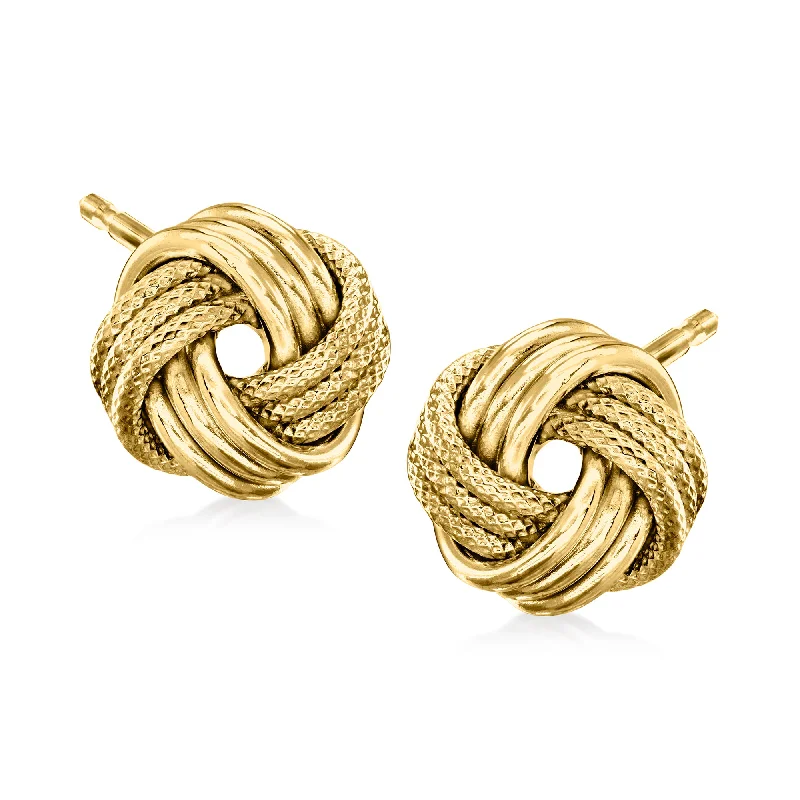 Hoop earrings with hammered textures for a boho-chic and rustic vibe-Ross-Simons 14kt Yellow Gold Love Knot Earrings