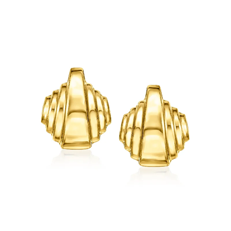 Maximalist Drop Earrings for Bling -Ross-Simons Italian 18kt Gold Over Sterling Ribbed Earrings