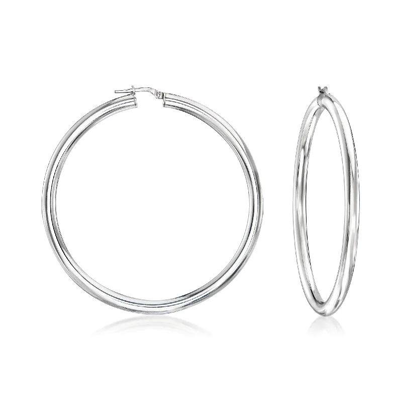 Lightweight hoop earrings for comfortable and all-day wear-Ross-Simons Italian Sterling Silver Hoop Earrings