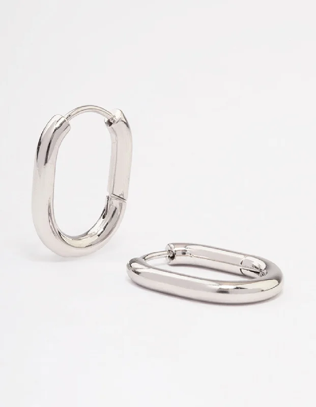 Best hoop earrings with sparkling cubic zirconia for a brilliant, budget-friendly effect-Waterproof Stainless Steel Plain Oval Huggie Hoop Earrings