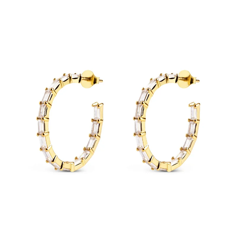 Hoop earrings with resin accents for a bold and colorful design-Sia L Gold Hoop Earrings