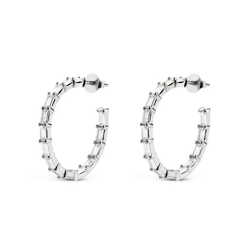 Best hoop earrings with detachable studs for a versatile and adjustable accessory-Sia L Silver Hoop Earrings