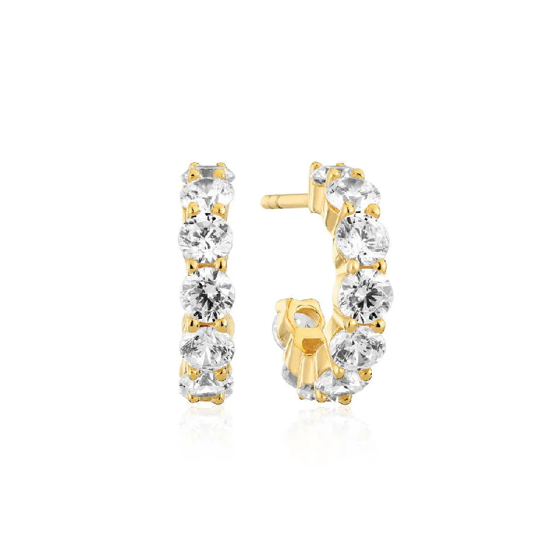 Best hoop earrings with hammered gold for a rustic yet elegant look-Belluno Parvus 18K Gold Plated Hoops w. Zirconia