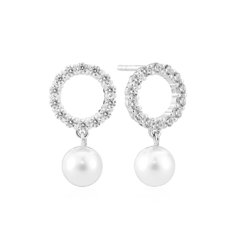 Best hoop earrings with baroque pearls for a luxurious and elegant vibe-Biella Perla Uno Silver Earrings w. Zirconia & Pearl