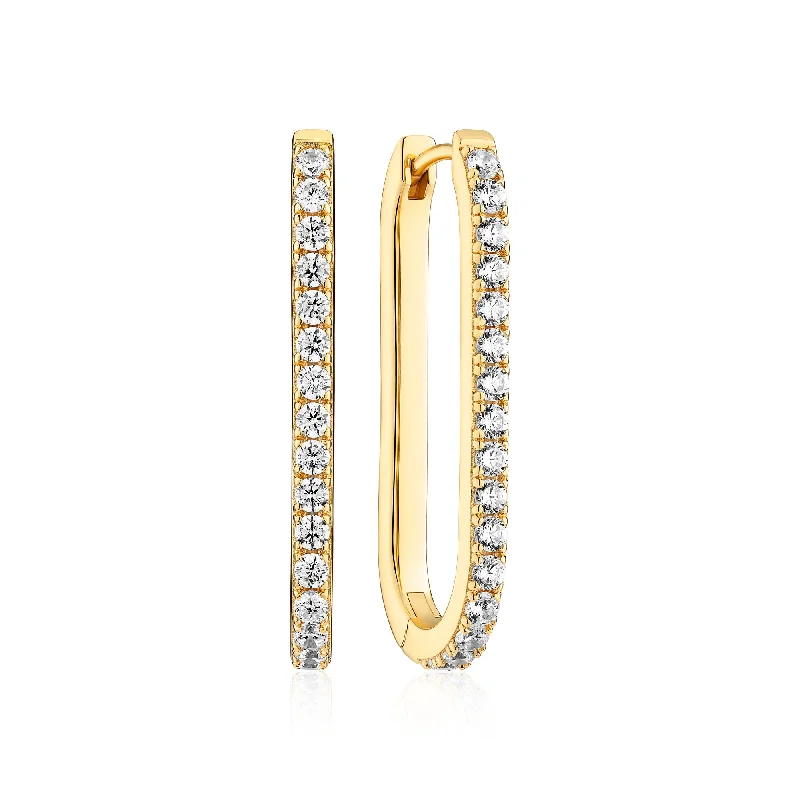 Small hoop earrings for a delicate and understated everyday wear-Capizzi Medio Gold Plated Earrings w. Zirconia