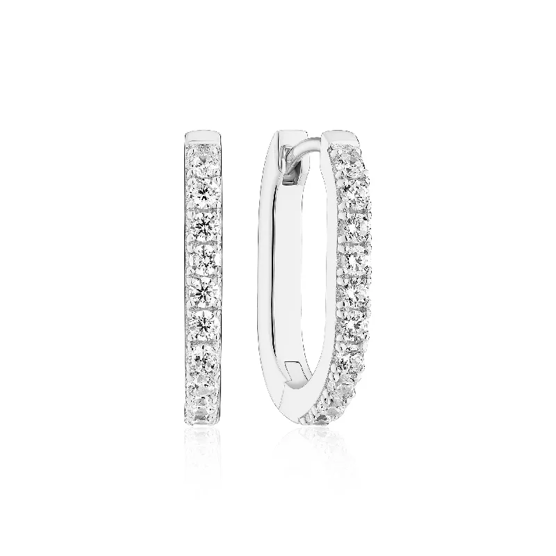 Stylish hoop earrings with diamond accents for an elegant and sparkling effect-Capizzi Piccolo Silver Earrings w. Zirconia