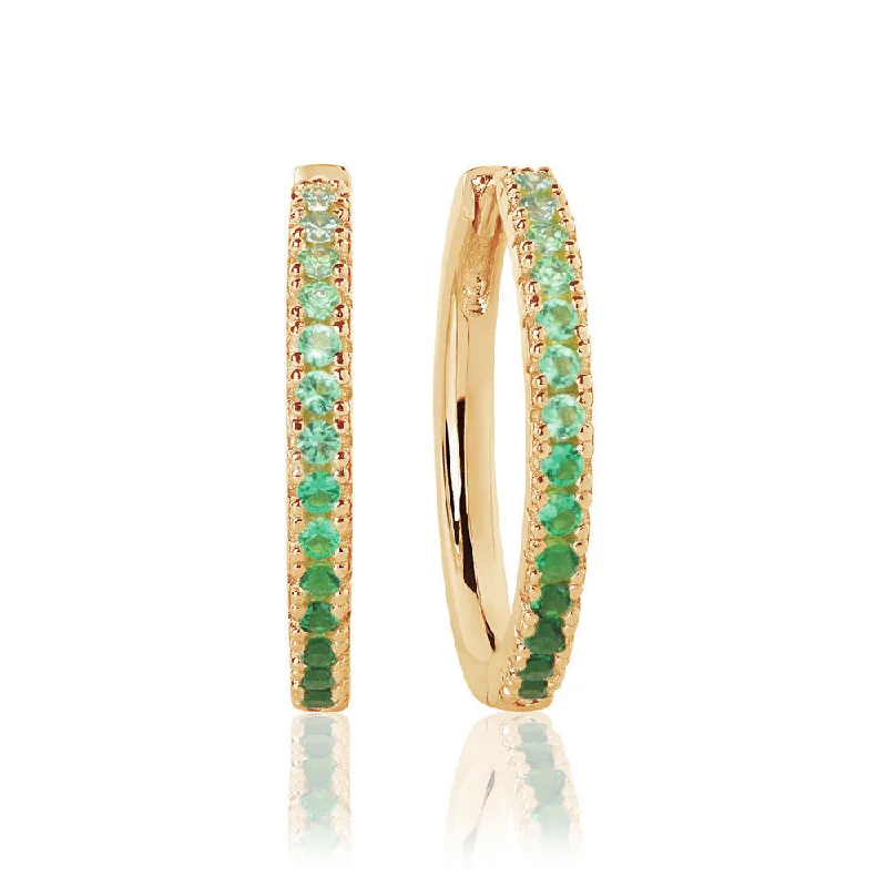 Best hoop earrings with vintage-style detailing for a nostalgic and timeless look-Ellera Grande Green 18K Gold Plated Hoops w. Zirconia