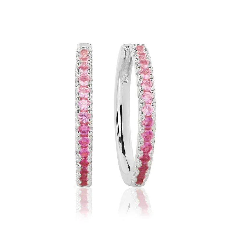 Small hoop earrings for a delicate and understated everyday wear-Ellera Grande Pink Silver Hoops w. Zirconia