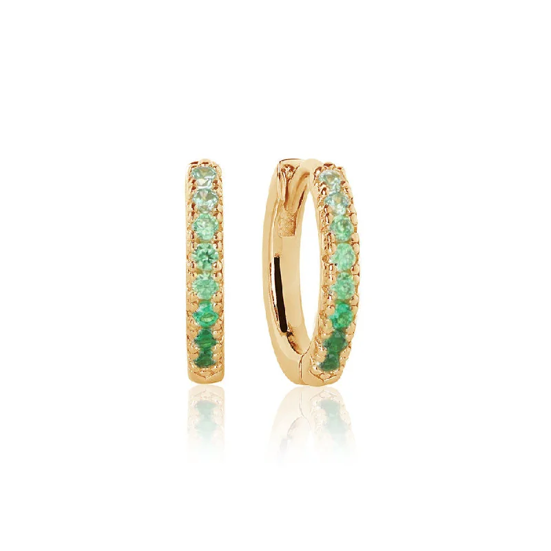 Hoop earrings with open designs for a modern, lighthearted vibe-Ellera Medio Green 18K Gold Plated Hoops w. Zirconia