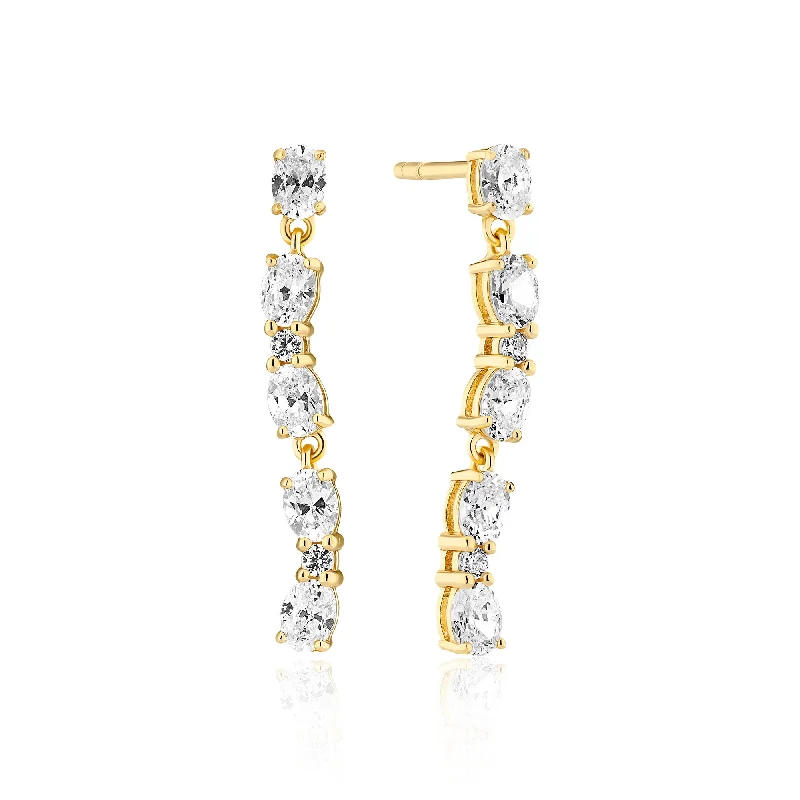 Best hoop earrings with sparkling cubic zirconia for a brilliant, budget-friendly effect-Ellera Ovale Sette Gold Plated Earrings w. Zirconia