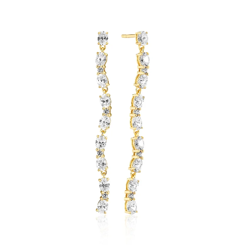 Hoop earrings with colorful beads for a fun and playful vibe-Ellera Ovale Tredici Gold Plated Earrings w. Zirconia