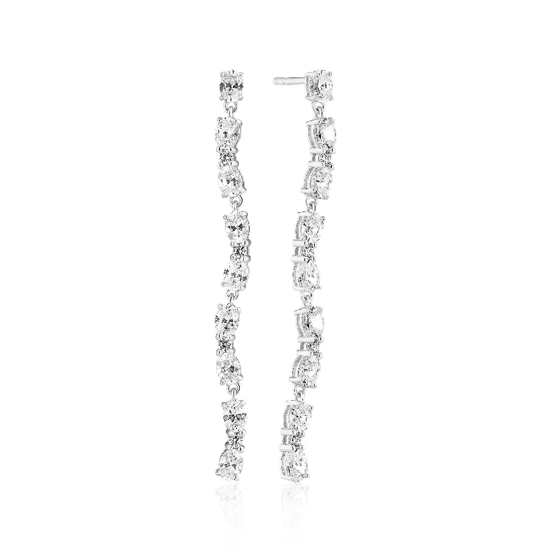 Best hoop earrings with geometric cuts for a sharp, modern appeal-Ellera Ovale Tredici Silver Earrings w. Zirconia