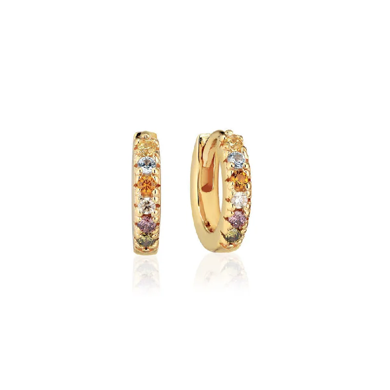 Best hoop earrings with gold-plated finishes for an affordable luxury vibe-Ellera Piccolo Mixed Colours 18K Gold Plated Hoops w. Zirconia