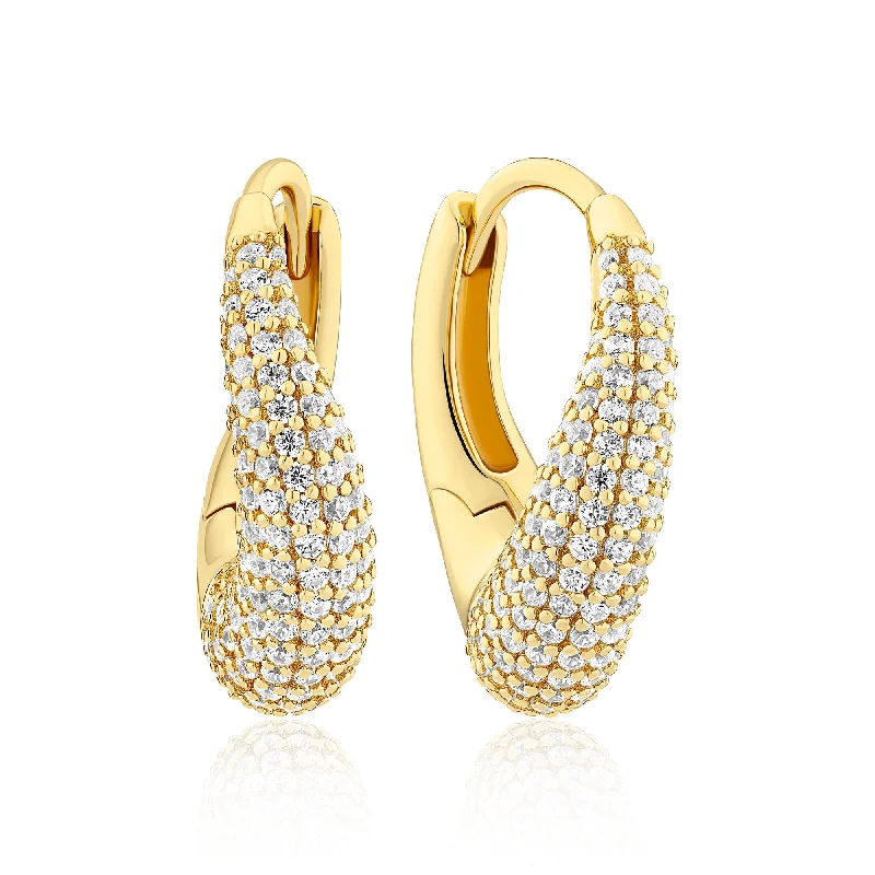 Best hoop earrings with lever-back closures for secure and easy wear-Glorenza Piccolo Gold Plated Earrings w. Zirconia