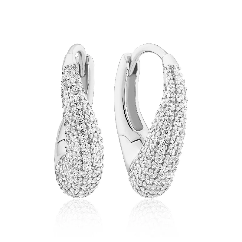 Best hoop earrings with delicate chain details for a trendy and stylish design-Glorenza Piccolo Silver Earrings w. Zirconia