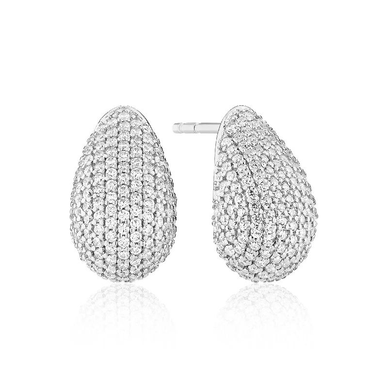 Best hoop earrings with gold-plated finishes for an affordable luxury vibe-Goccia Altro Silver Earrings w. Zirconia