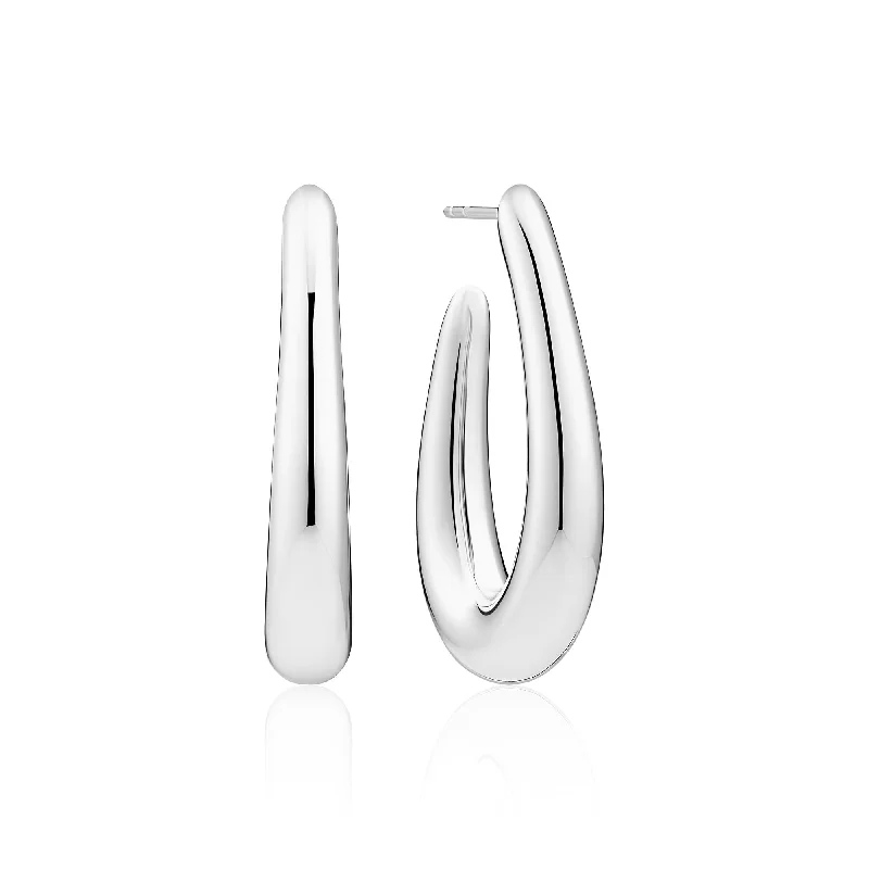 Hoop earrings with abstract shapes for an artistic and creative touch-Goccia Pianura Grande Silver Earrings