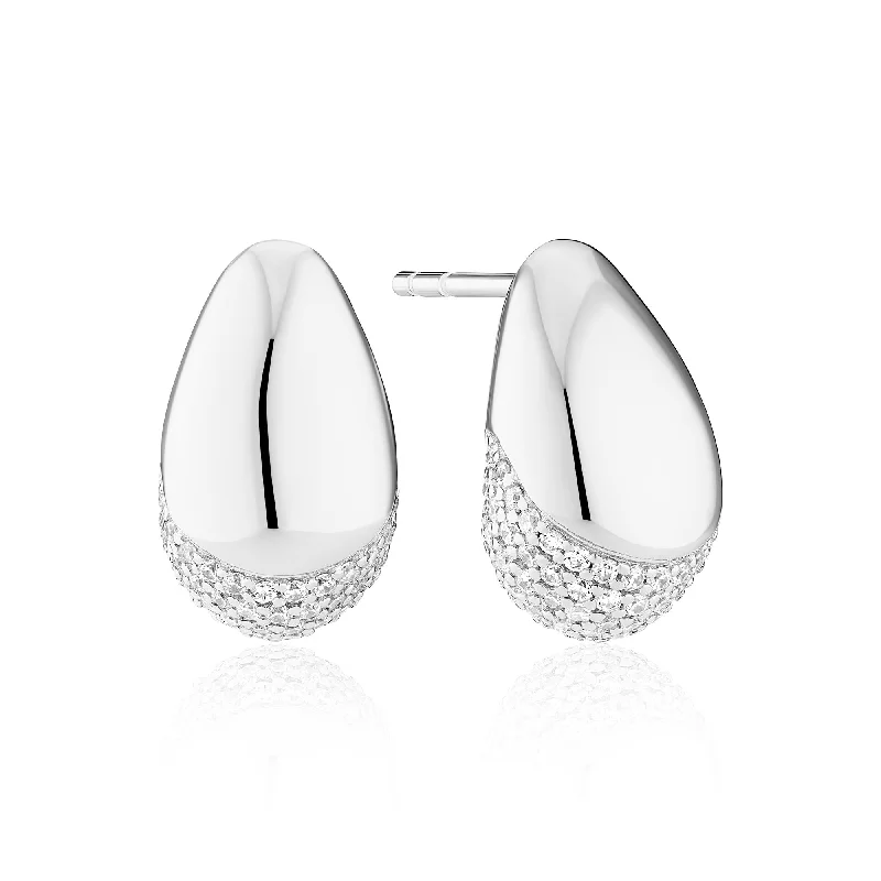 Hoop earrings with twisted metal designs for a dynamic and modern style-Goccia Silver Earrings w. Zirconia