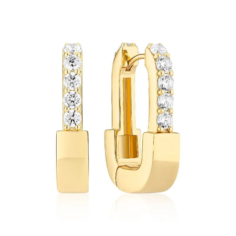 Best hoop earrings with geometric pendants for a modern, chic appeal-Maratea Gold Plated Earrings w. Zirconia