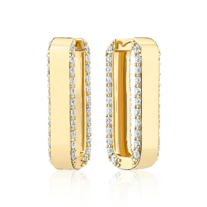 Hoop earrings with luxe velvet finishes for a rich and luxurious touch-Maratea Grande Gold Plated Earrings w. Zirconia