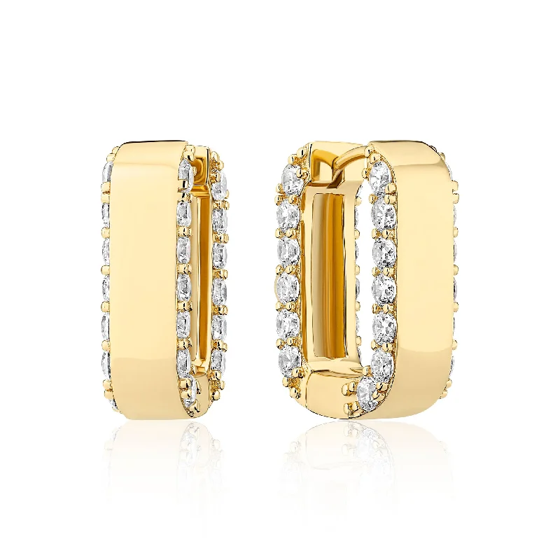 Hoop earrings with resin accents for a bold and colorful design-Maratea Piccolo Gold Plated Earrings w. Zirconia