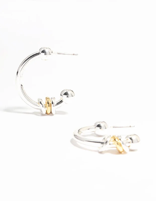 Best hoop earrings with marbled designs for a trendy and artistic effect-Silver & Gold Plated Ring Hoop Earrings