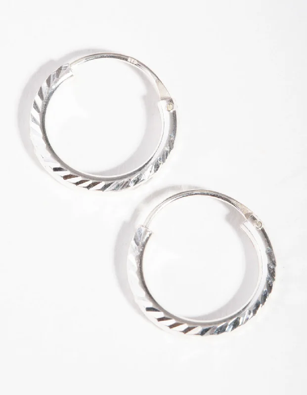 Hoop earrings with open designs for a modern, lighthearted vibe-14mm Diamond Cut Hoop Earrings