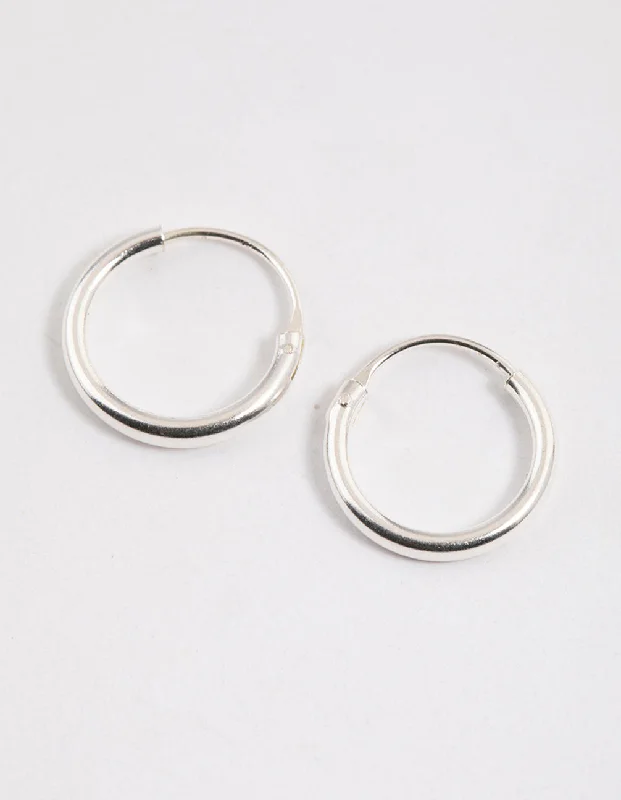 Hoop earrings with heart-shaped frames for a romantic and feminine look-Sterling Silver Mini Polished Hoop Earrings