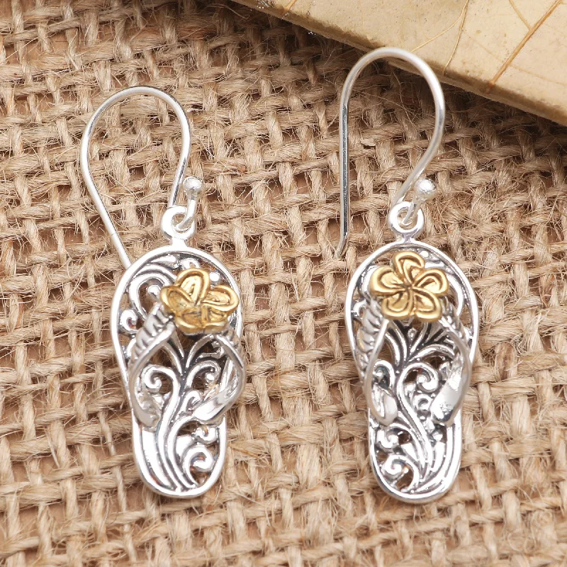 Hoop earrings with gold accents for a warm, elegant statement piece-Take a Walk Gold-Accented and Sterling Silver Dangle Earrings